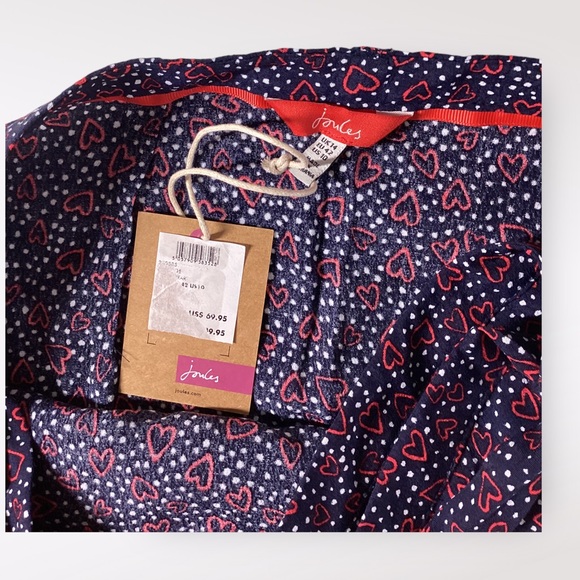 Joules Women’s Wrap Skirt Valentines Day Hearts Sz 10 Navy Red Belt Polka NWT - Picture 3 of 4